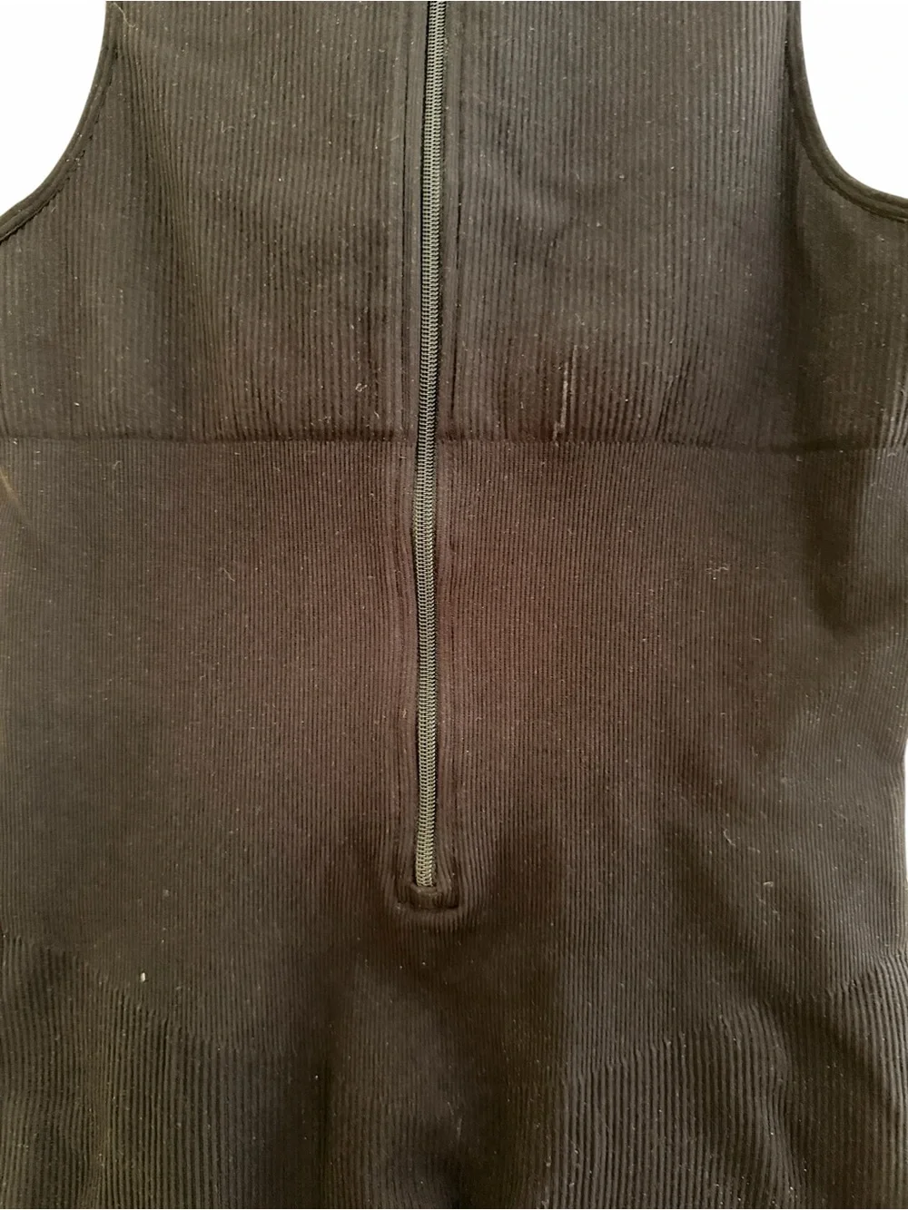 She's Waisted Black Ribbed Knit Sleeveless One-Piece Zipper Jumpsuit XL/XXL